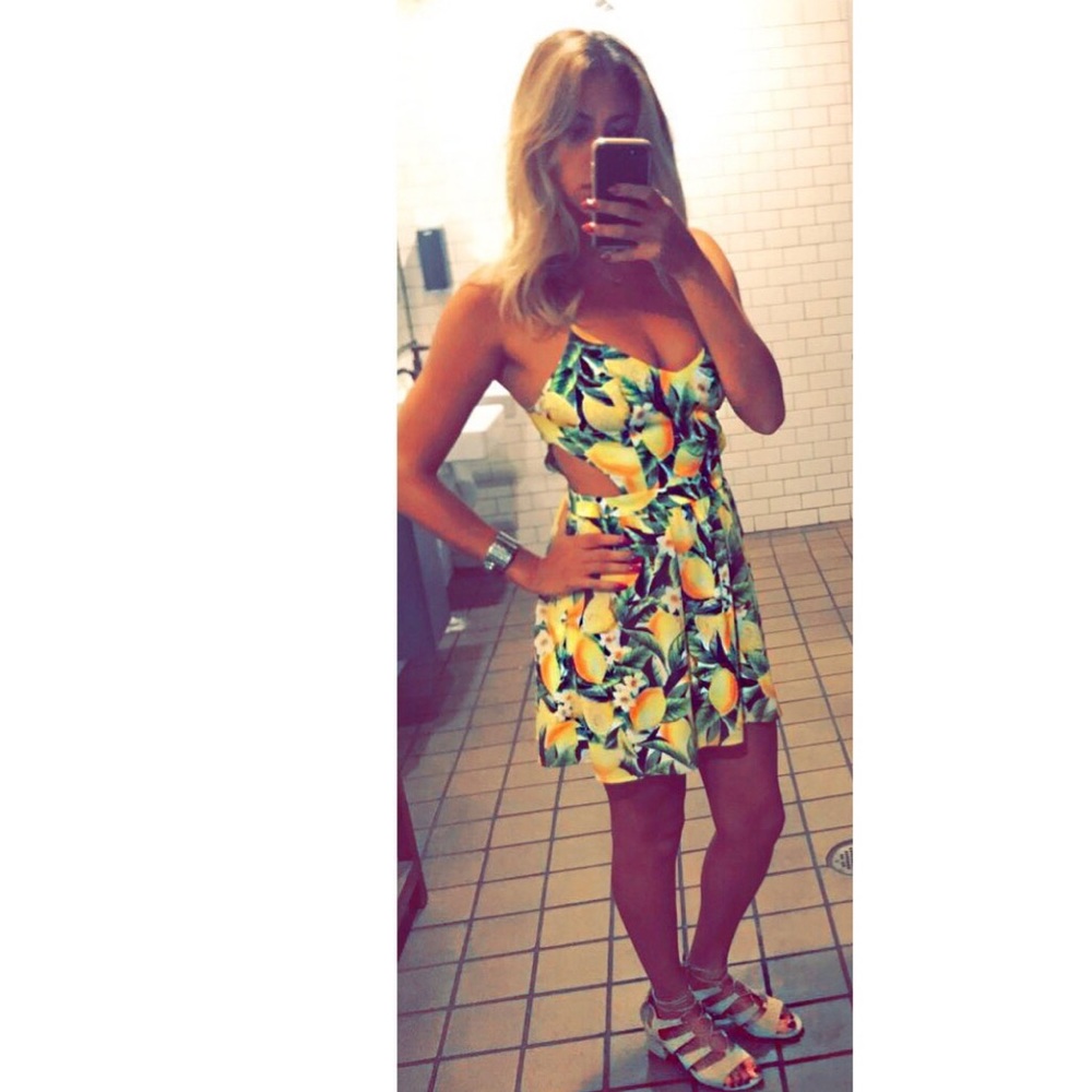 Show Me Your Mumu Lemon Cutout Dress